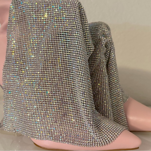 AKIRA Pink and Silver Rhinestone Ankle Booties - Picture 3 of 3